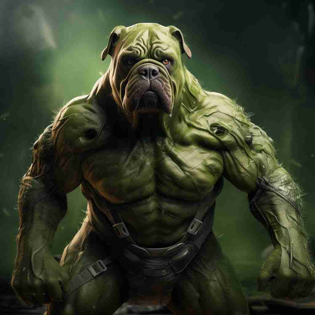The Green Hulk Canvas Dog Pictures Print