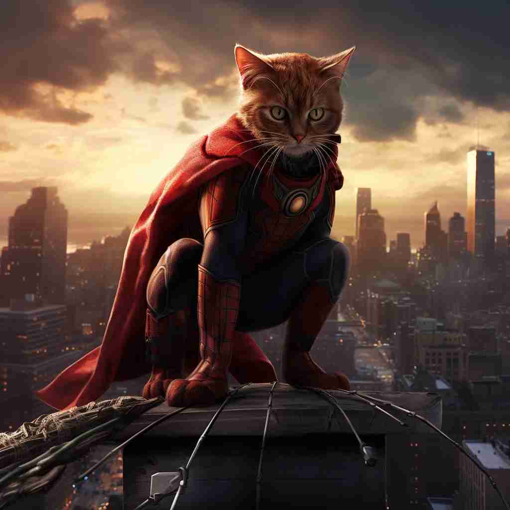 Agile Spider-Man Art Prints With Cat