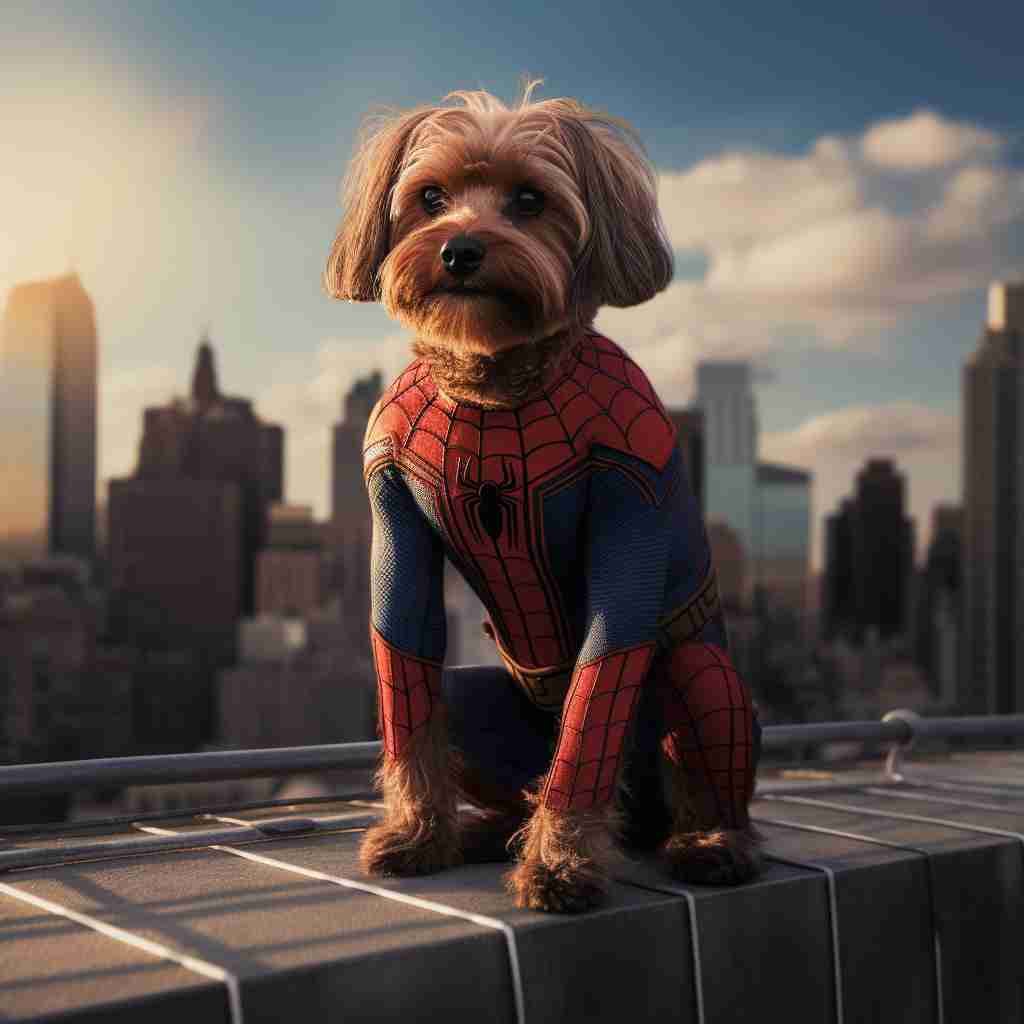 Funny Dog Canvas Art Photo Invincible Spider-Man