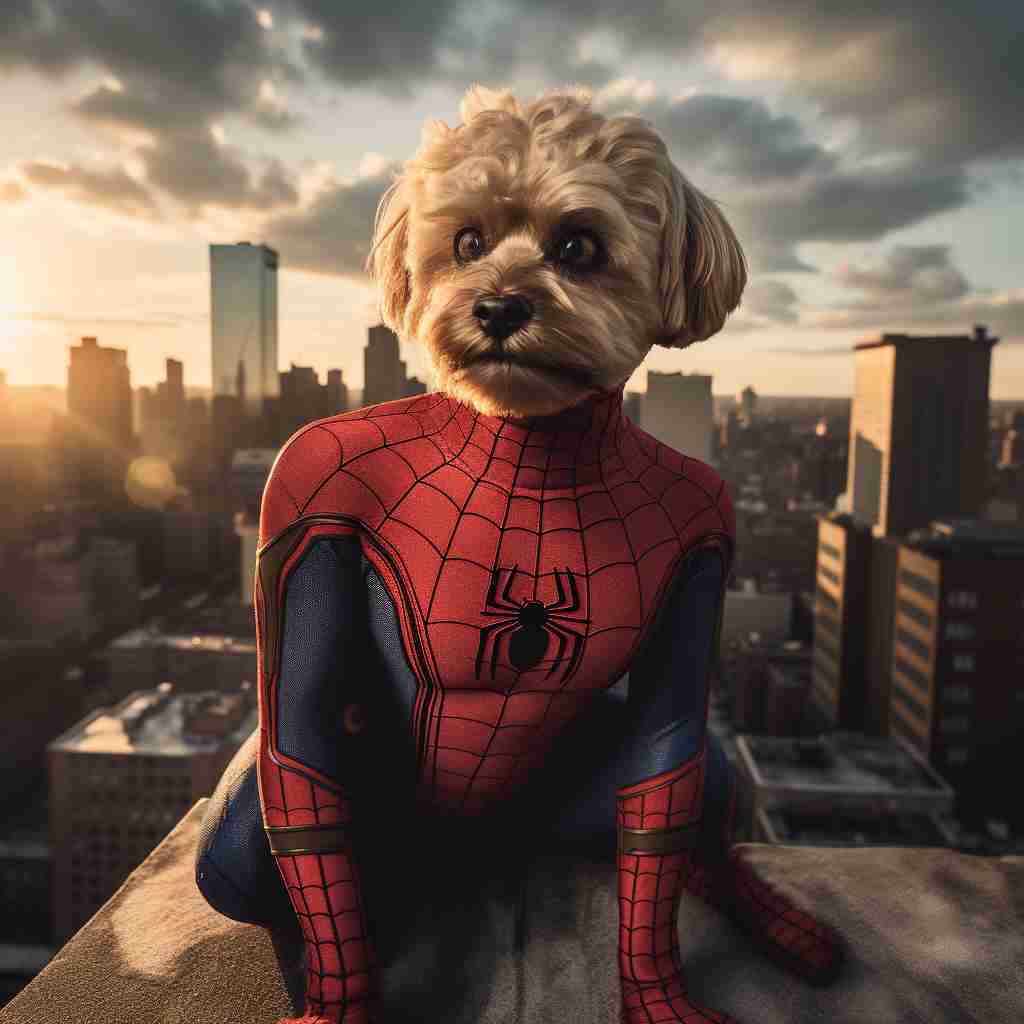 Courageous Spider-Man Custom Dog Photo Canvas Painting