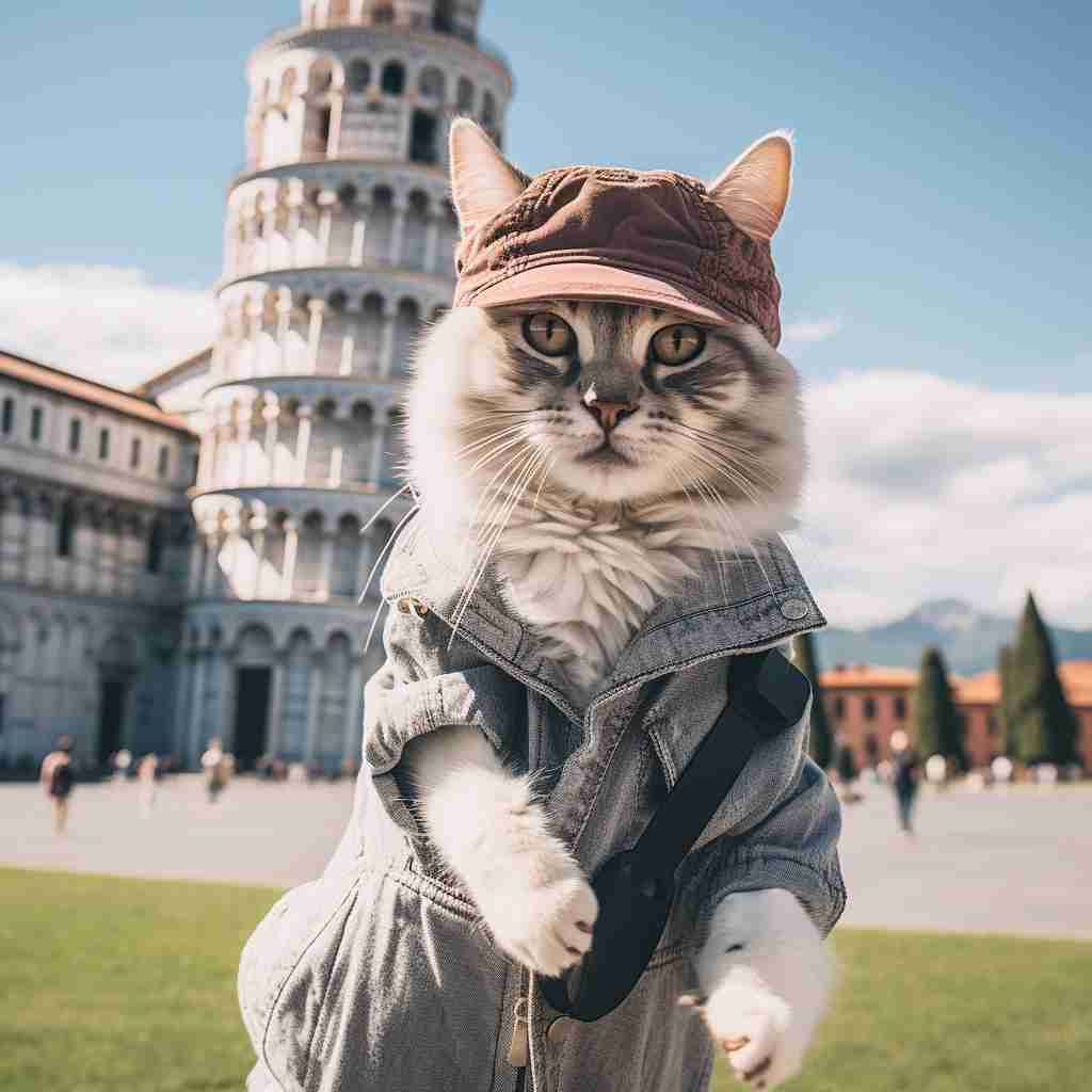 Intrepid Traveler Cute Cat Digital Painting
