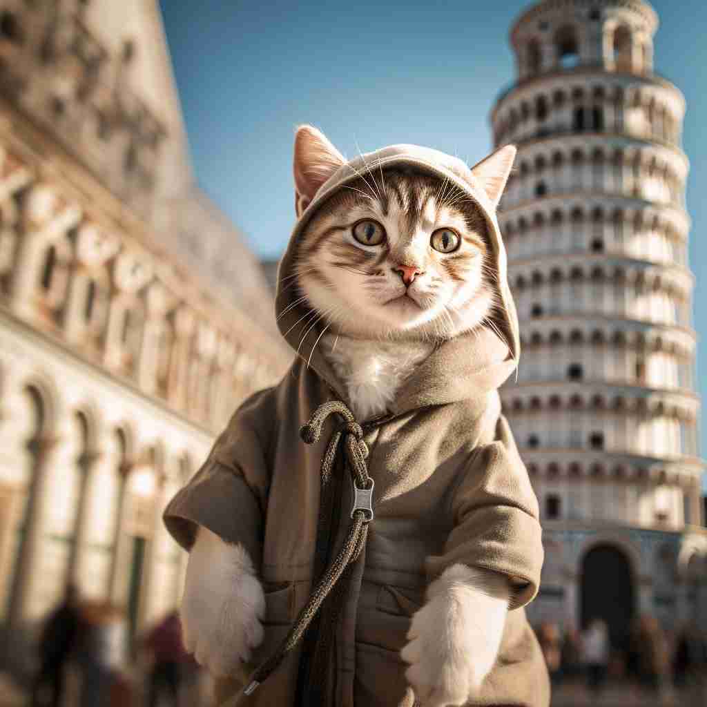 Open-Minded Traveler Cat Digital Portrait Painting