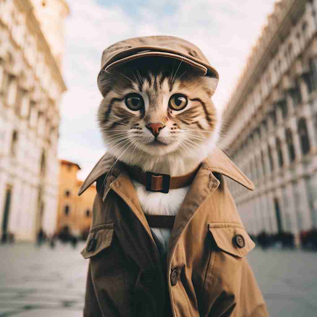 Adventurous Traveler Cat Art Portrait Painting