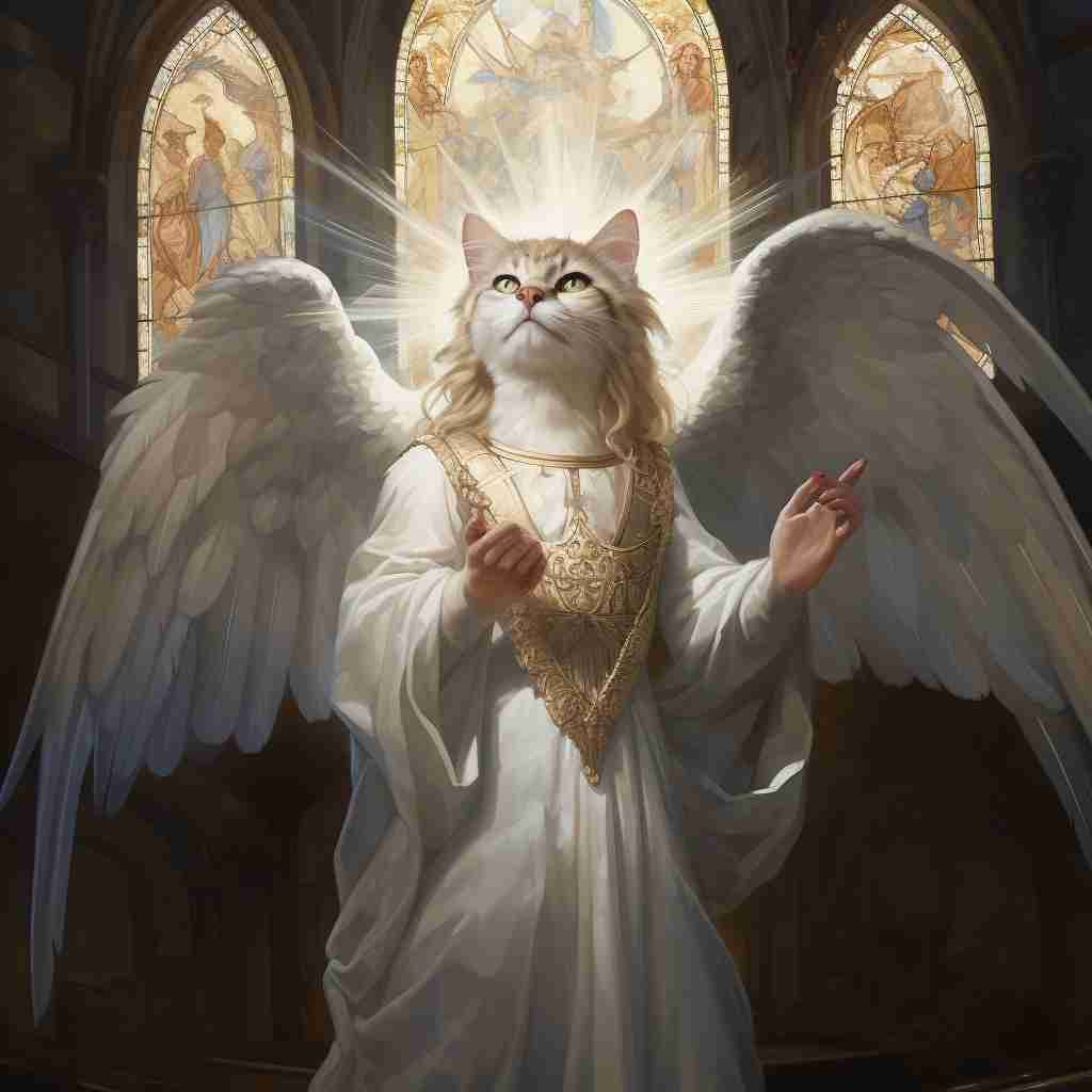 Angelic Guardian Old Cat Canvas Paintings