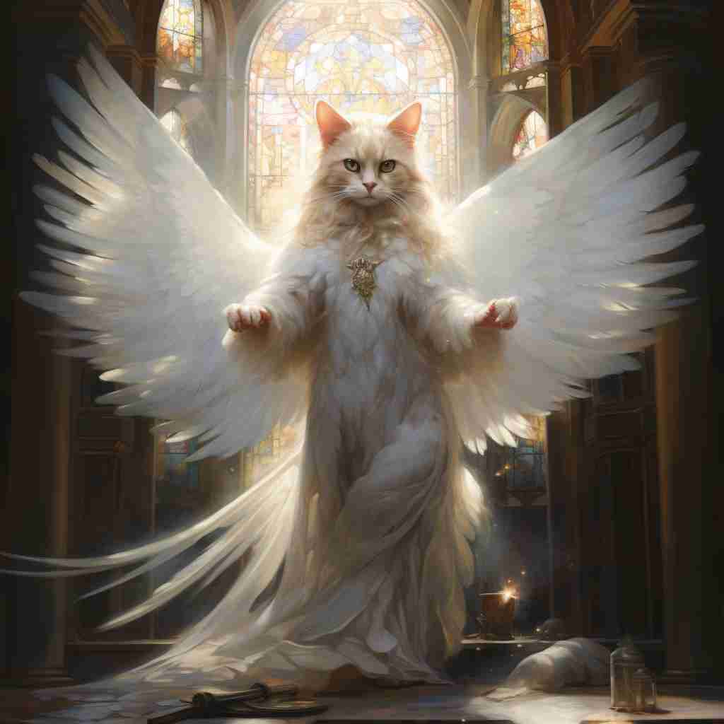Kindhearted Angel Cat Wall Digital Painting