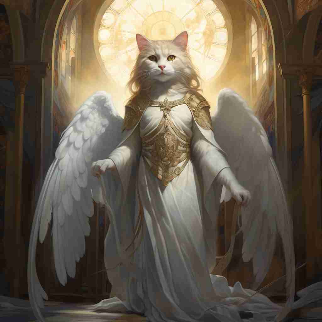 Compassionate Guardian Funny Cat Art Paintings
