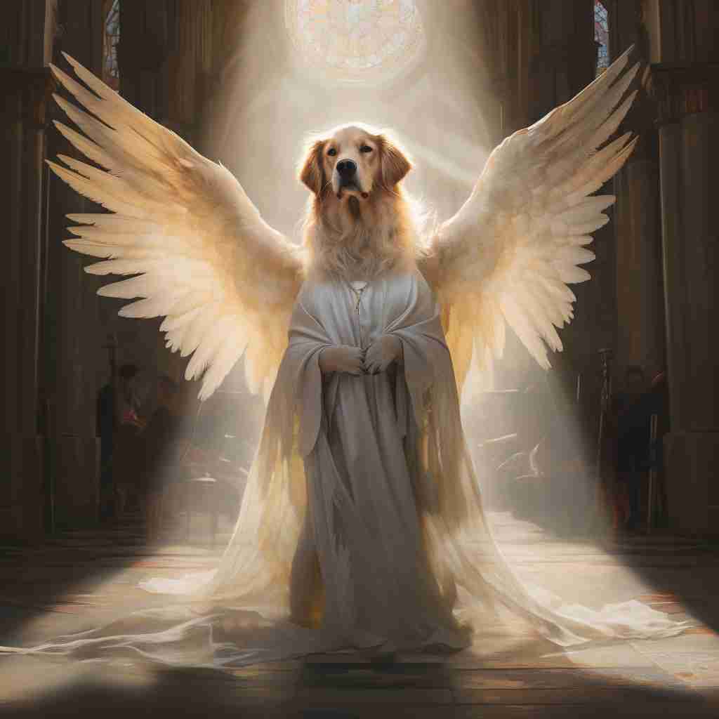 Angelic Keeper Canvas Painting Dog Portrait