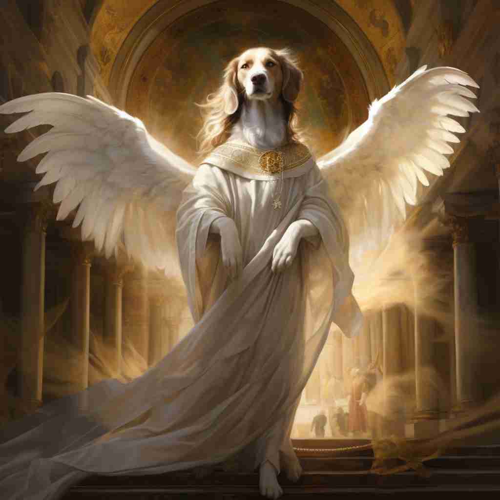 Harmonious Angel Blue Dog Canvas Picture
