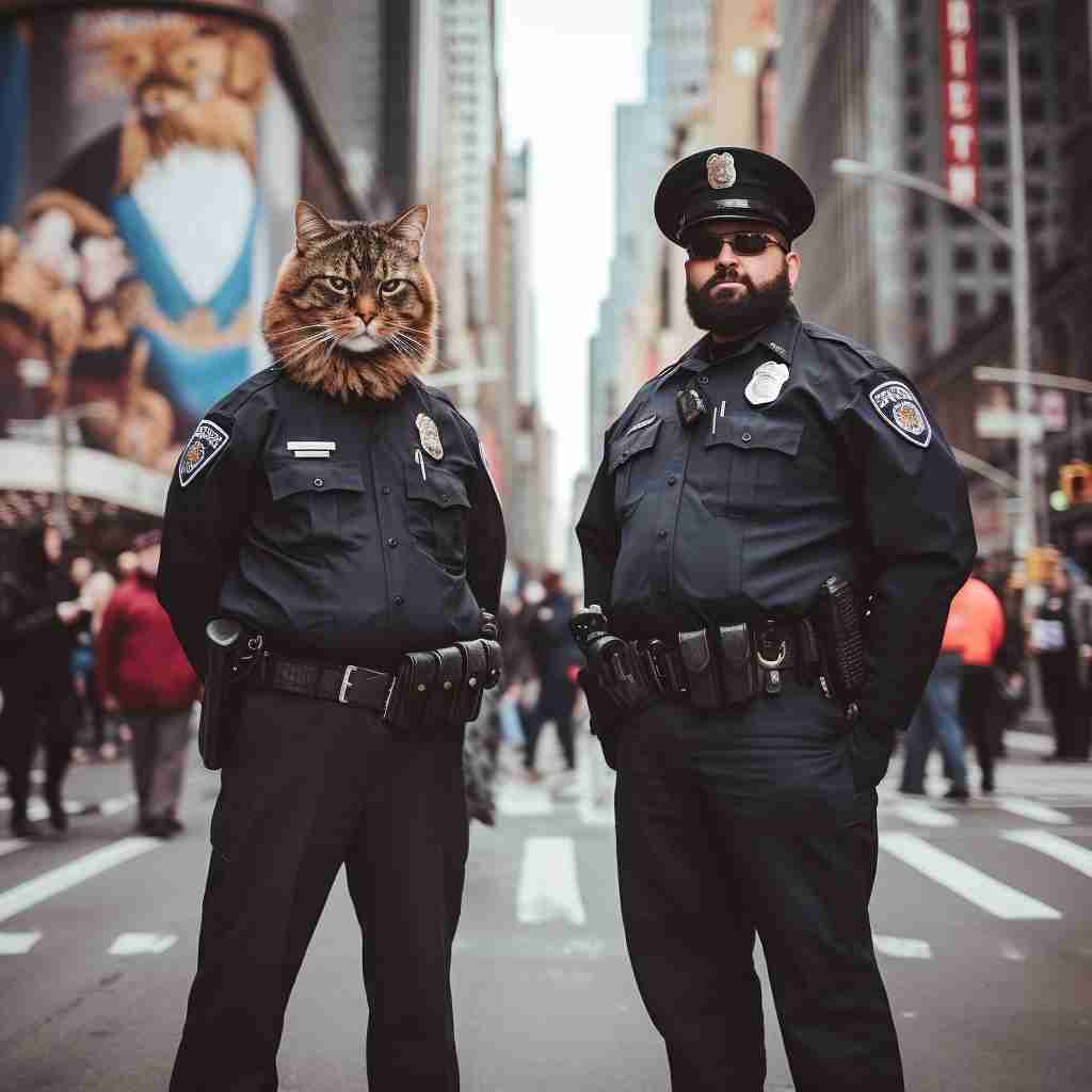 Styles Policeman Cat Digital Painting Famous