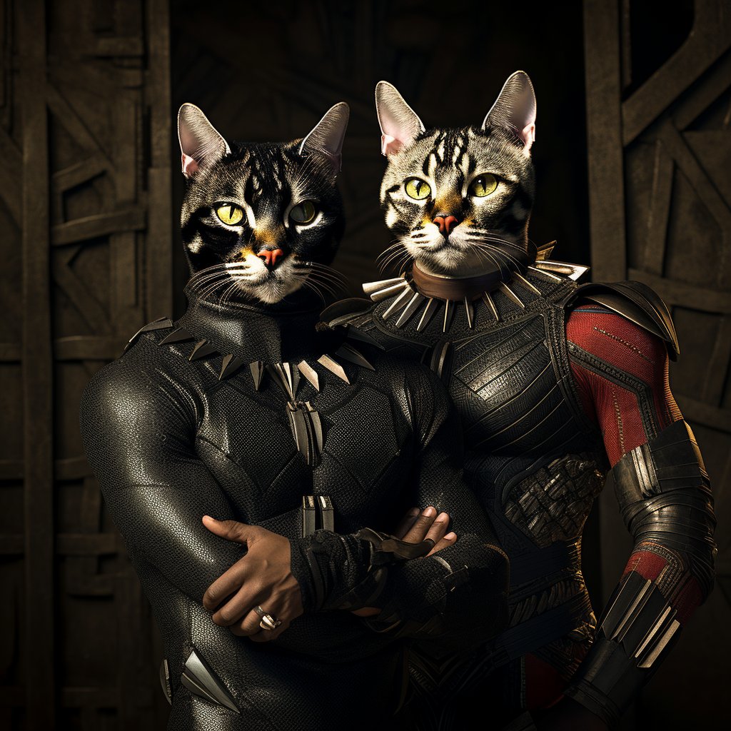 Black Panther Superhero Custom Pet Portraits for Dog and Owner Hamper
