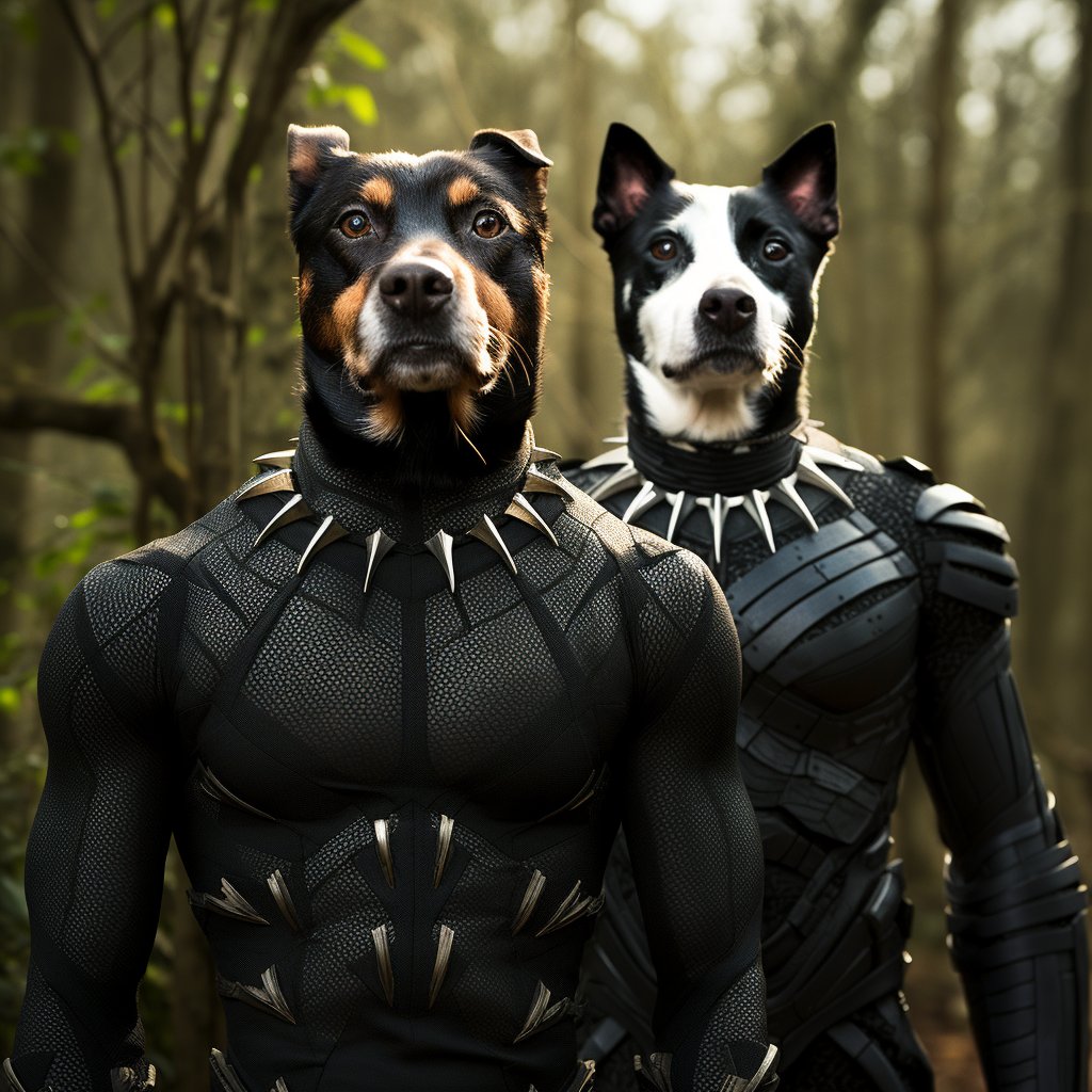 Presents for Whippet Owners: Black Panther Superhero Custom Pet Portraits