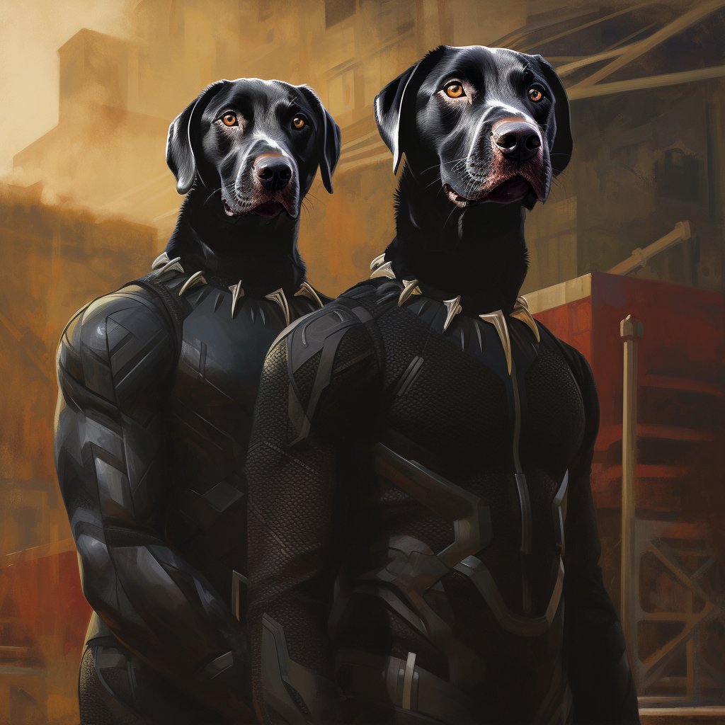 Birthday Presents for Dog Owners: Black Panther Superhero Custom Pet Portraits