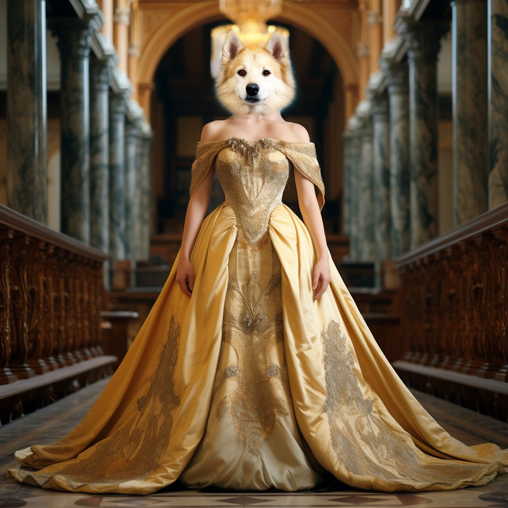 Regal Bonds: Matching Renaissance Princess Pet Portraits for Dog and Owner