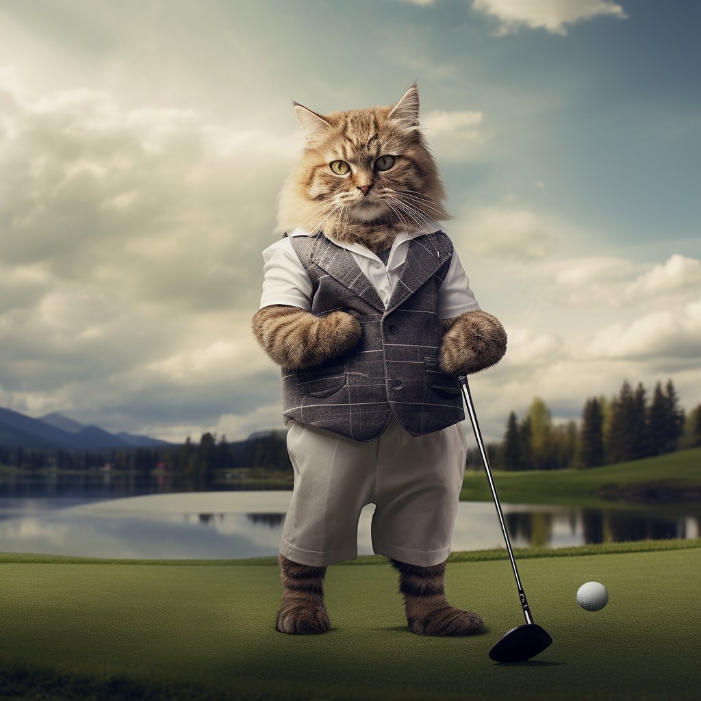 Furryroyal's Golf Course Chronicles - Cat-astrophic Elegance in Pet Portraits