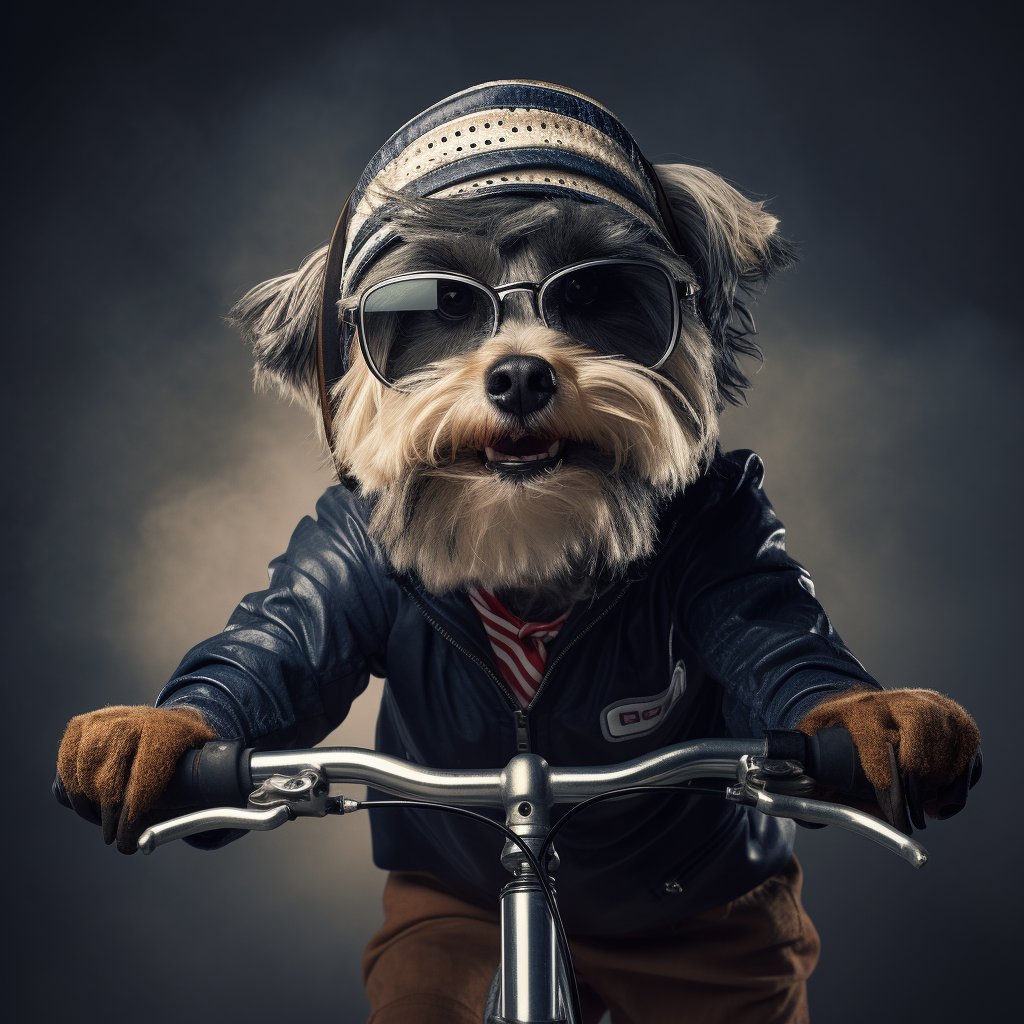 Regal Canines in Cycling Splendor - Royal Dog Portraits