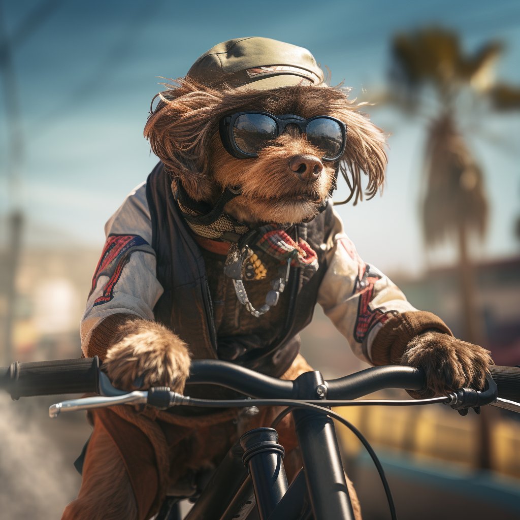 Royal Ride Companion - Cycling with a Royal Dog Portrait