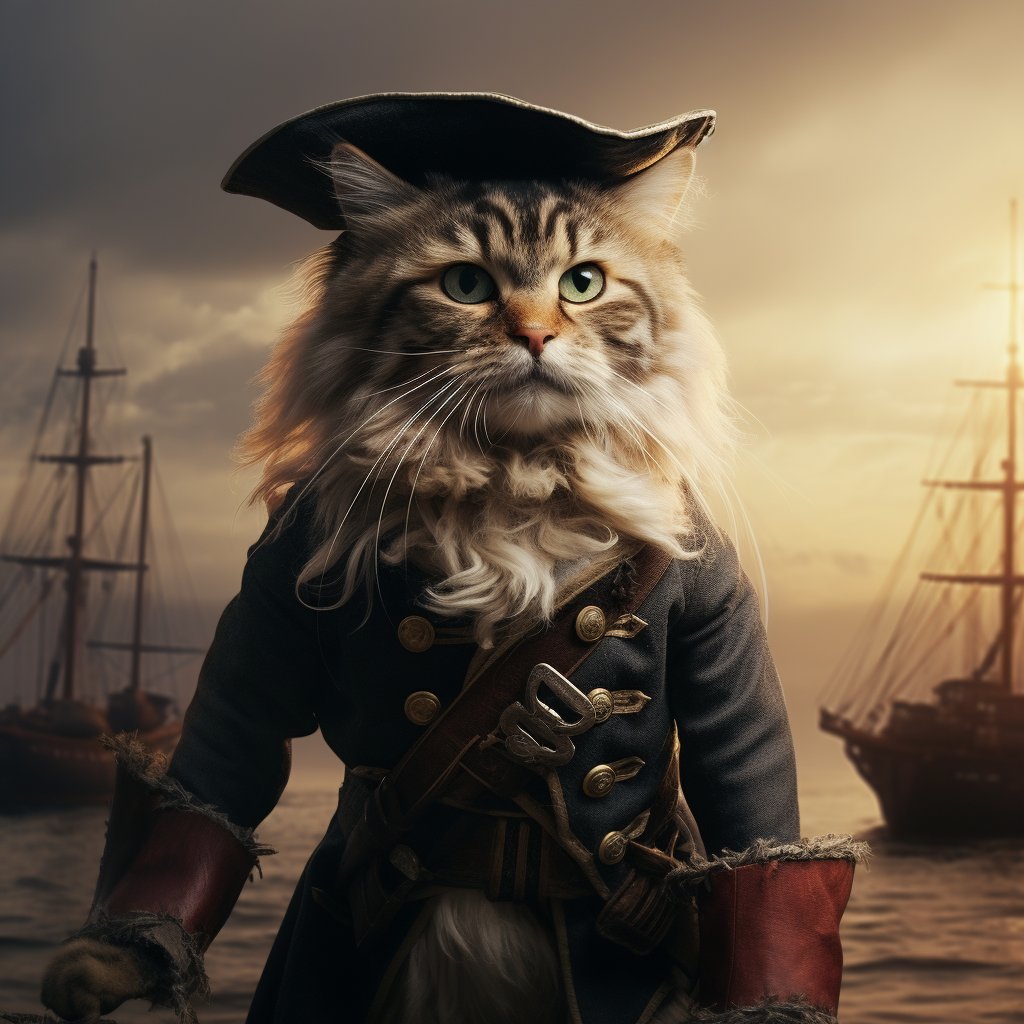 Enchanting Calico Seas - Nautical Calico Cat Portrait