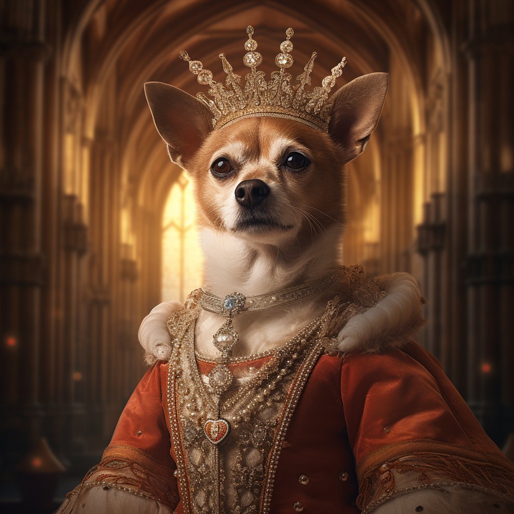 Elegant Royalty: Dog in Victorian Royal Attire Painting