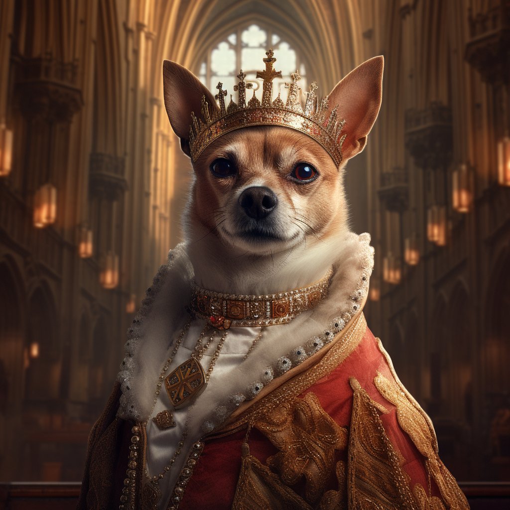 Regal Renaissance Reverie: 16th Century-inspired Royal Family Dog Portrait