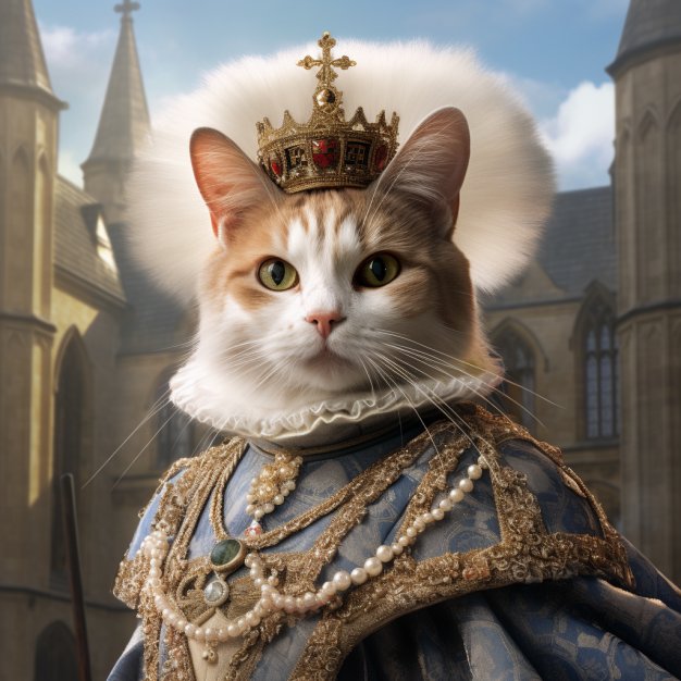 Medieval Feline Chronicles: Cat Portrait in Artistic Saga