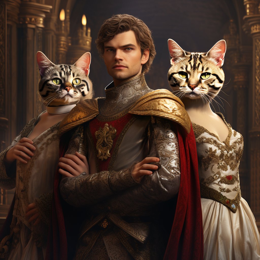 Classical Feline Majesty: Custom Cat Portrait in Regal Splendor