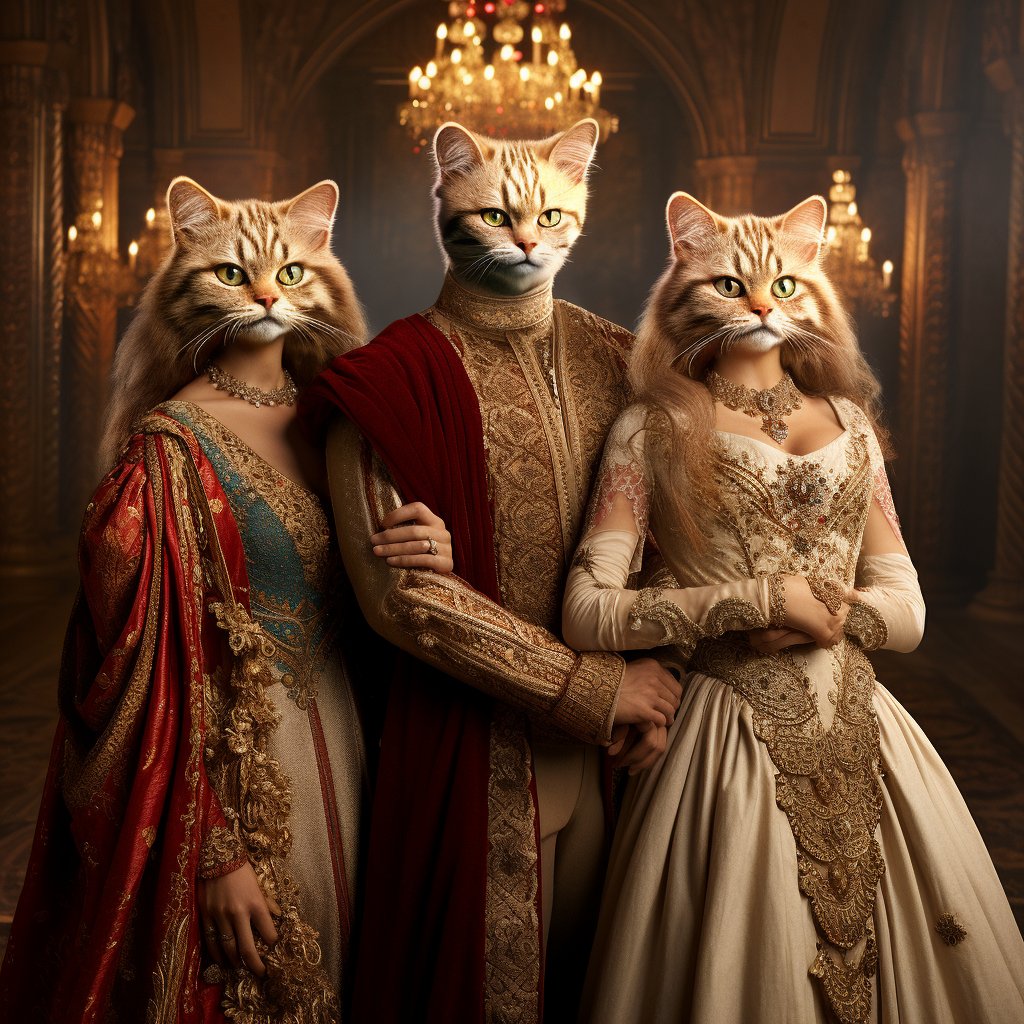 Royal Renaissance: Cat Embodied in Classical Artistry