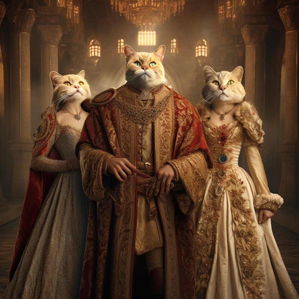 Regal Harmony: Majestic Cat and Dog Artwork Unveiled