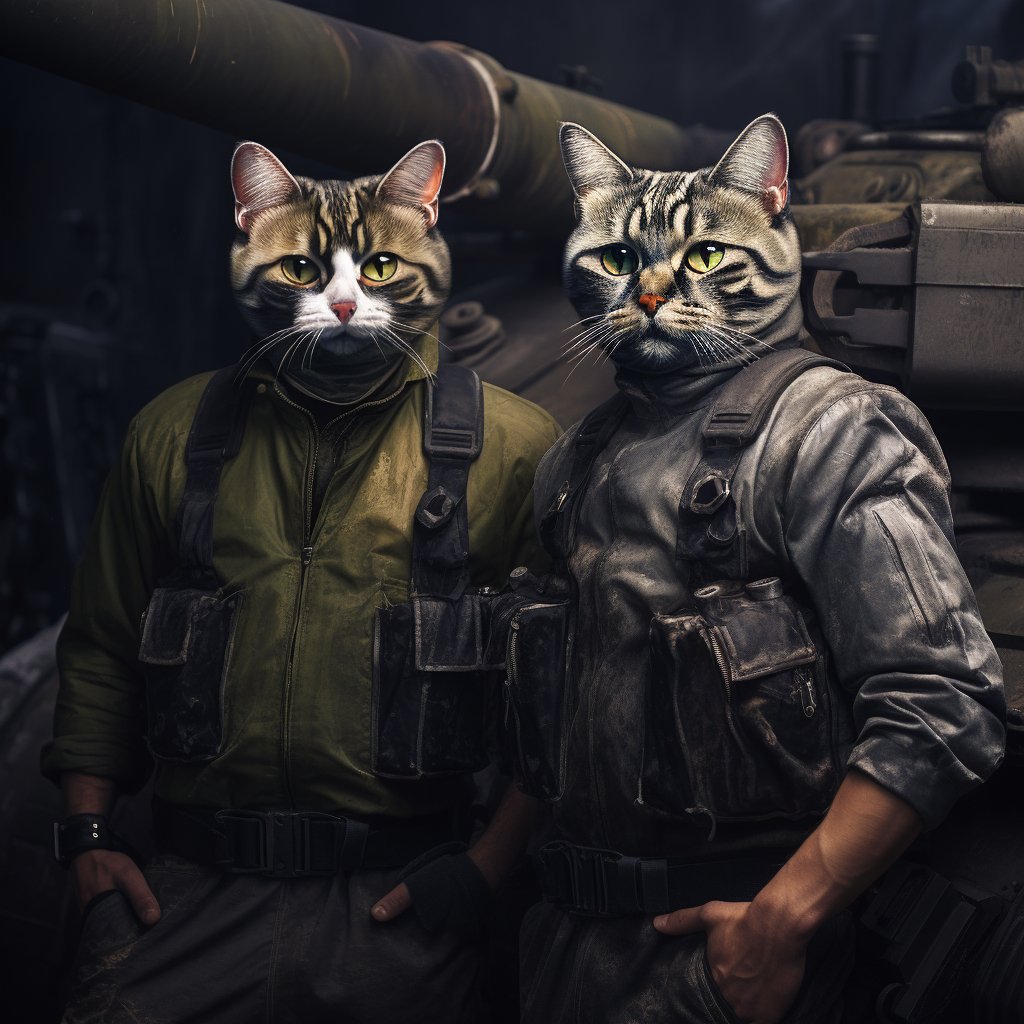 Etsy Elegance: Handcrafted Cat Portraits for Furryroyal's Militarized Menagerie