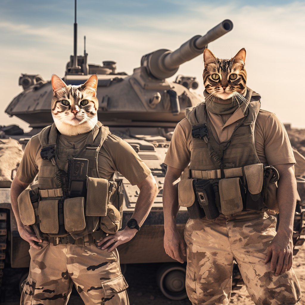 Warrior's Pride: Cat Military Portrait of Feline Fortitude