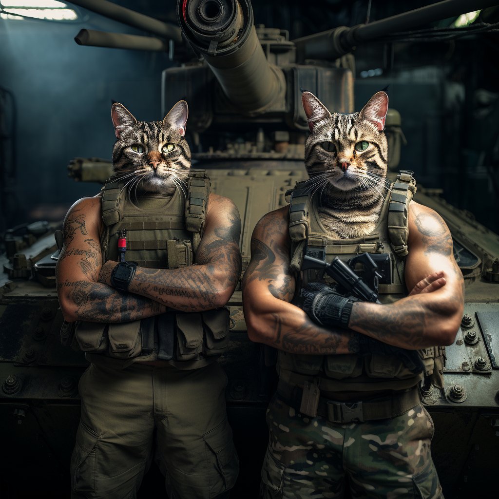 Elegance in Uniform: Cat Portrait Dress for the Soldier's Confidante