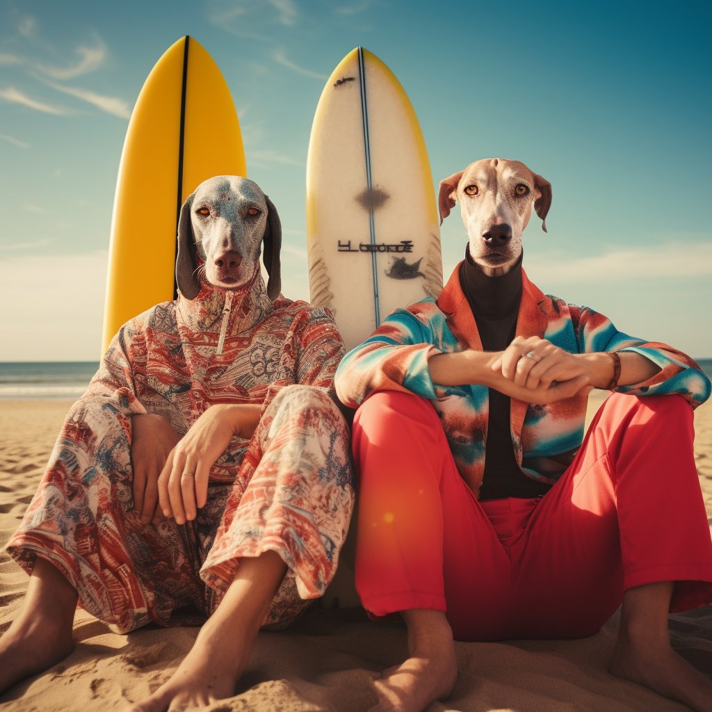 Splashing Canine Style: Furryroyal's Custom Print Surfing Wall Art