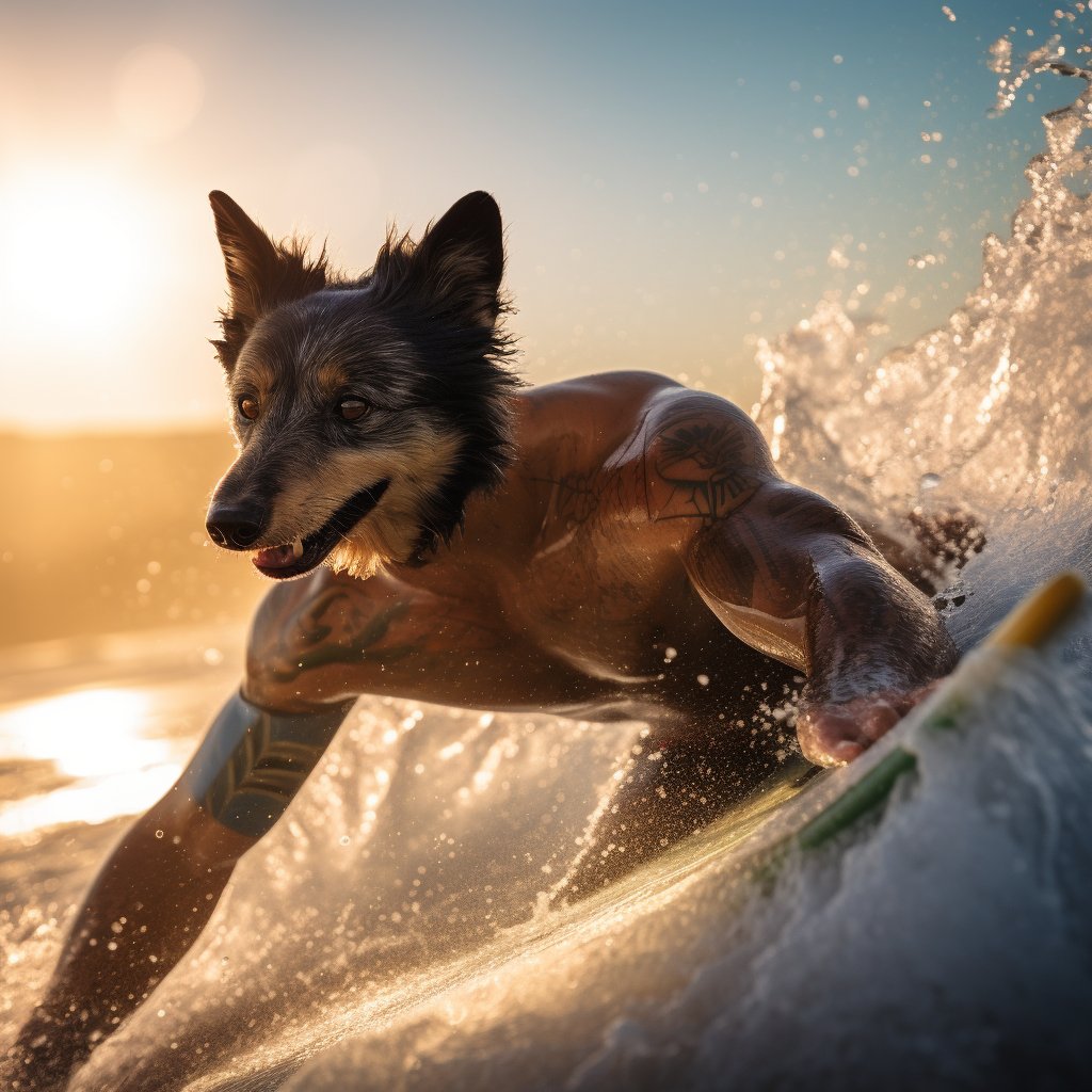 Majestic Surf Paws: Furryroyal's Custom Dog Portraits