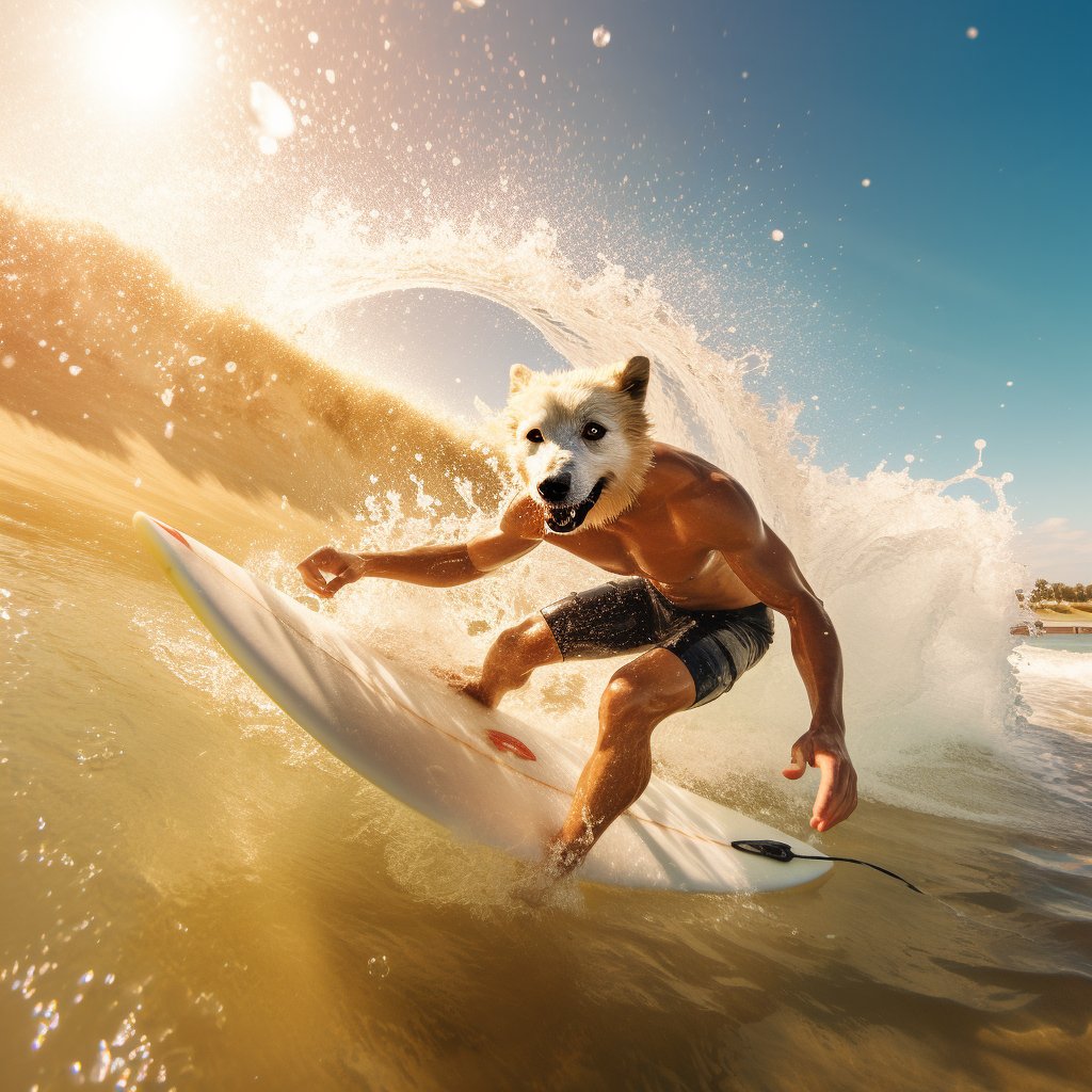 Sea-Soaked Hilarity: Furryroyal's Side-Splitting Surfing Antics in a Dog Funny Photo Extravaganza