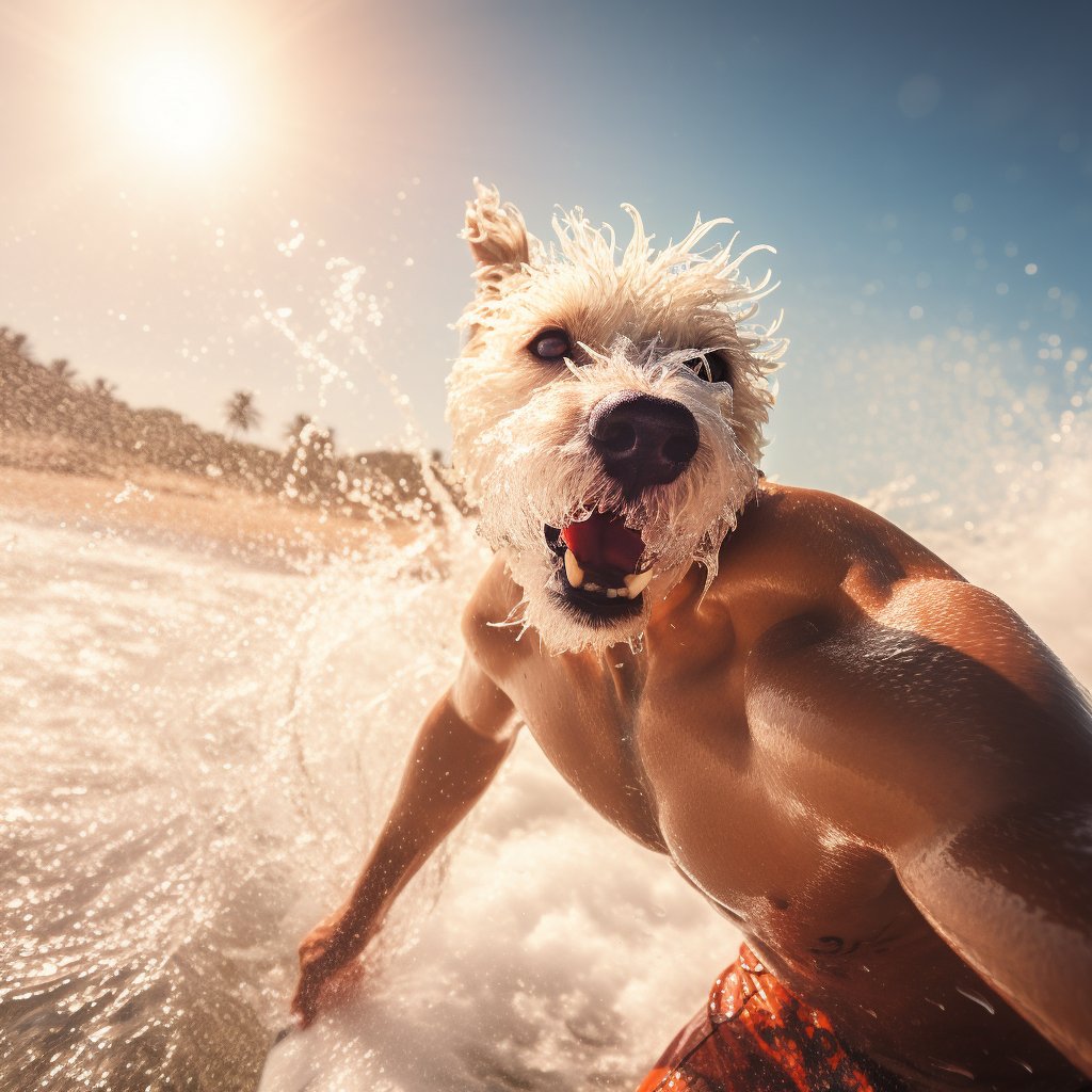 Larry's Brush of Surfing Splendor: Pet Portraits by Furryroyal