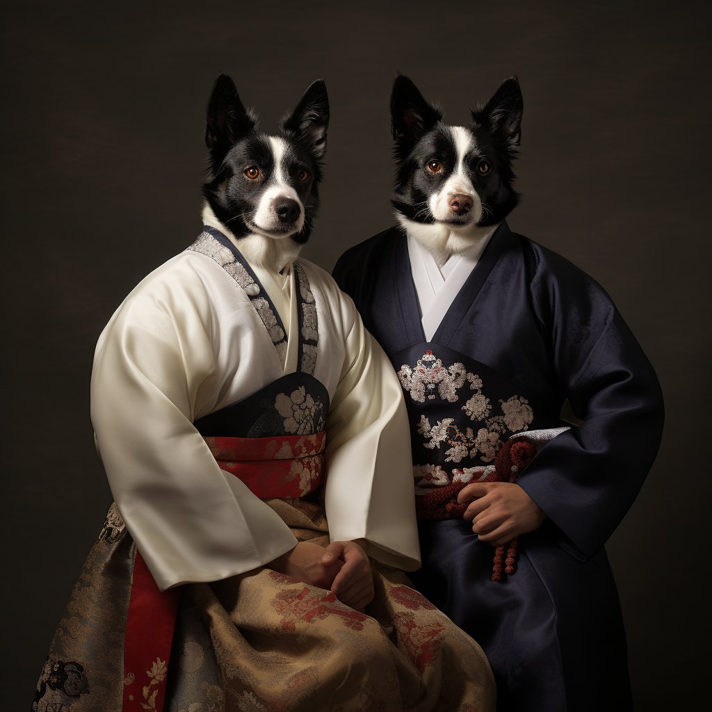 Whimsical Canine Creation: Paint-by-Number Picture of Your Dog in Japanese Finery