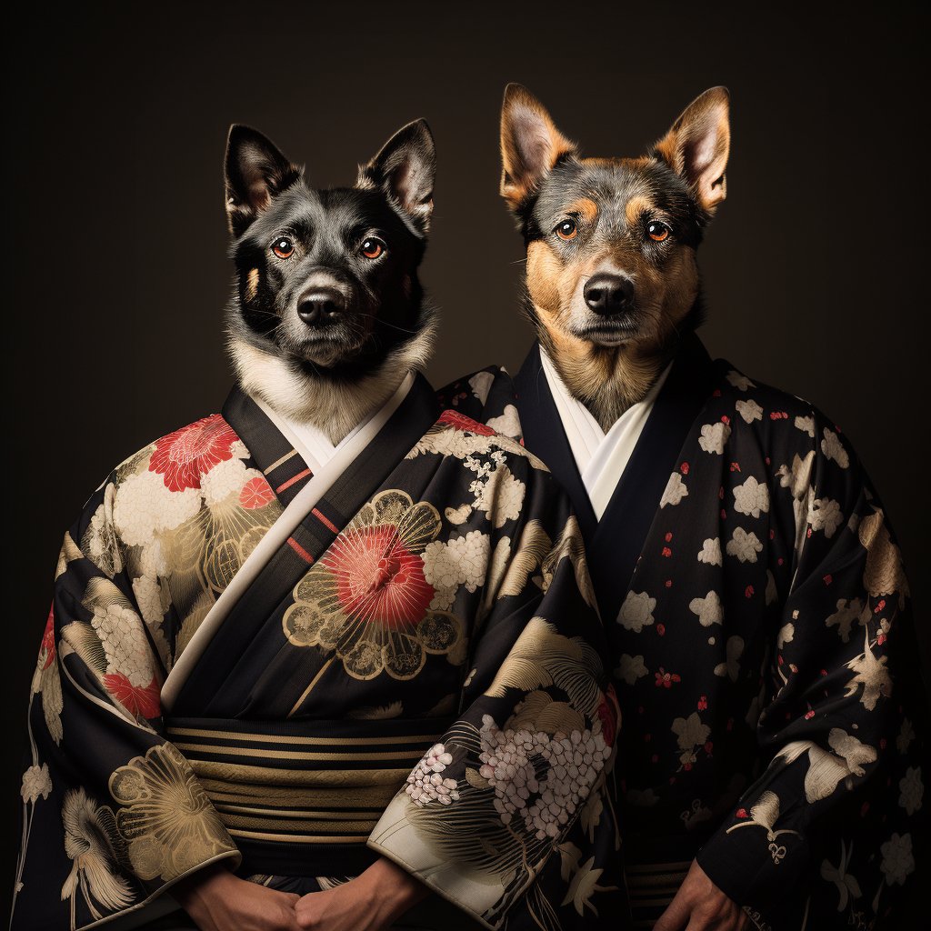 Pawsitively Pugnacious: Furryroyal's Pug Portrait in Japanese Couture