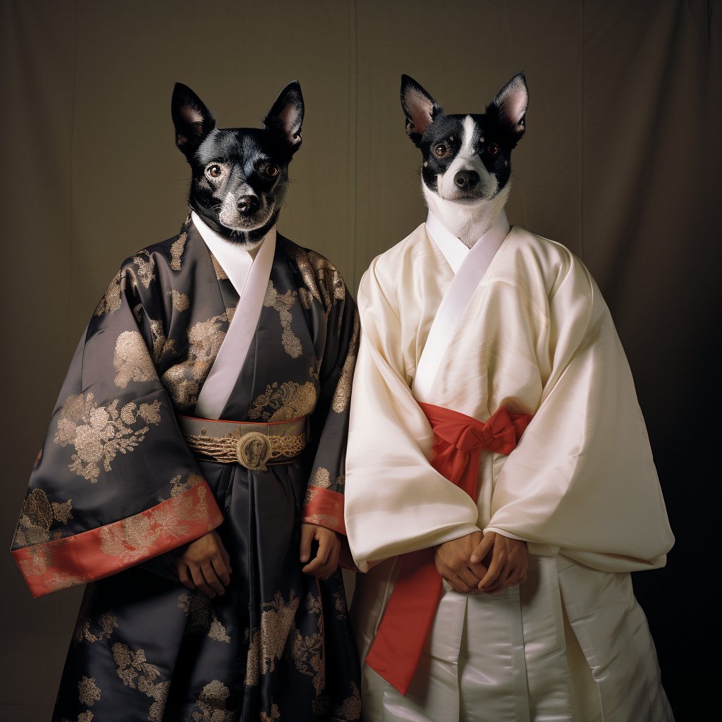 Canine Realism: Furryroyal's Japanese-themed Realistic Dog Portrait
