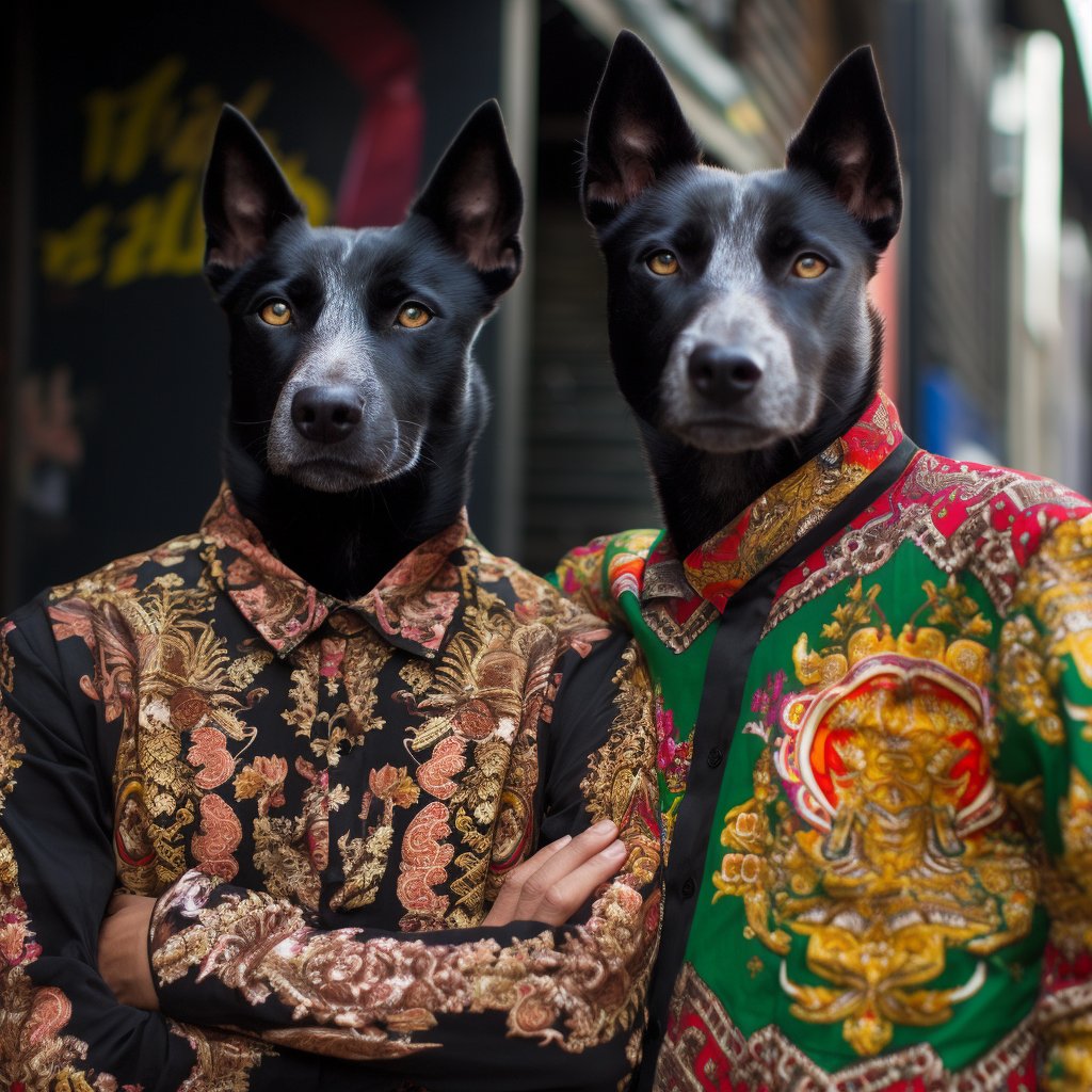 Ebony Elegance: Japanese-inspired Black Dog Portraits