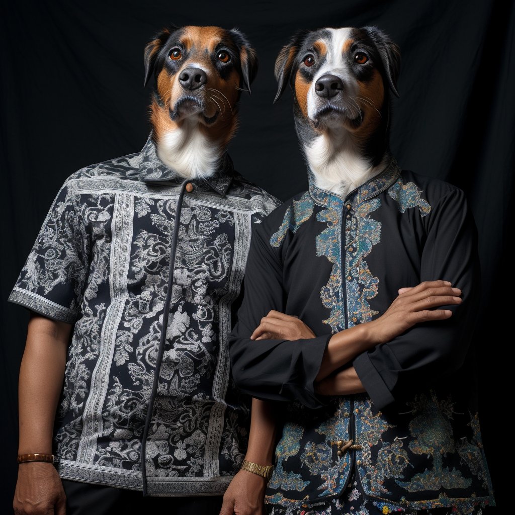 Nihon Chic Duo: Iconic Pet Portraits in Japanese Elegance