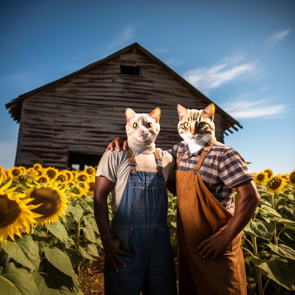 Etsy's Artisanal Touch: Furryroyal's Farming Duo in Custom Pet Portrait