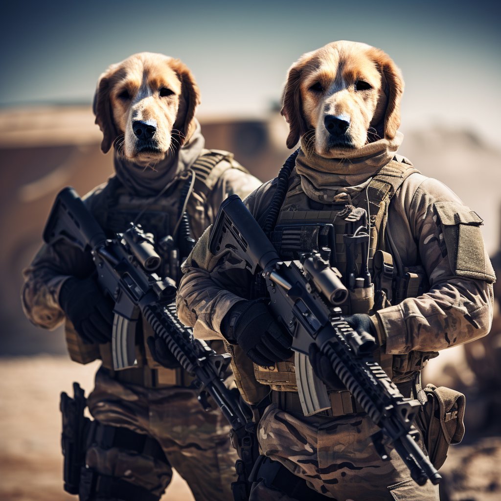 Unified Forces: Human and Dog Portrait of Furryroyal's Airborne Alliance