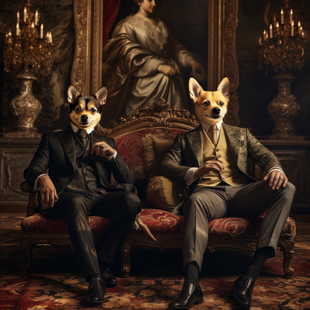 Aristocratic Canine Ensemble: Dogs in Renaissance Splendor