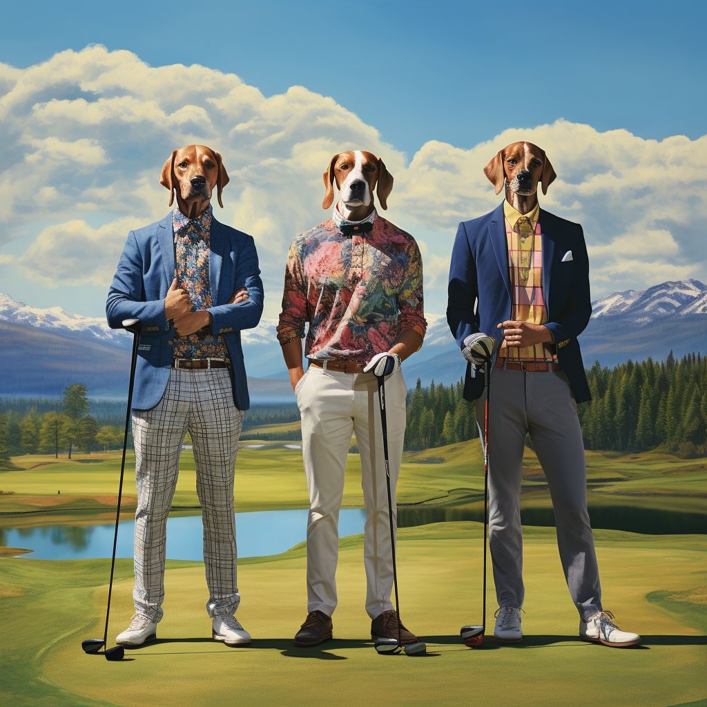 Furryroyal's Golf Grace: A Modigliani-Inspired Pet Portrait