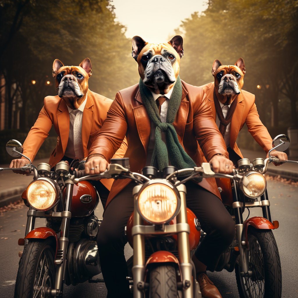 Wheels of Unity: Furryroyal's Family Motorcycle Portrait Print