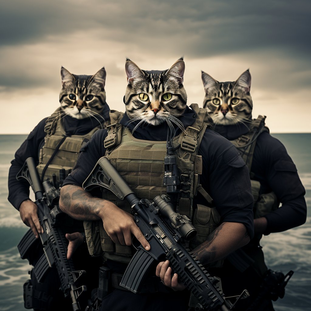Sailor's Pride: Furryroyal's Naval Squad in Custom Pet Portraits