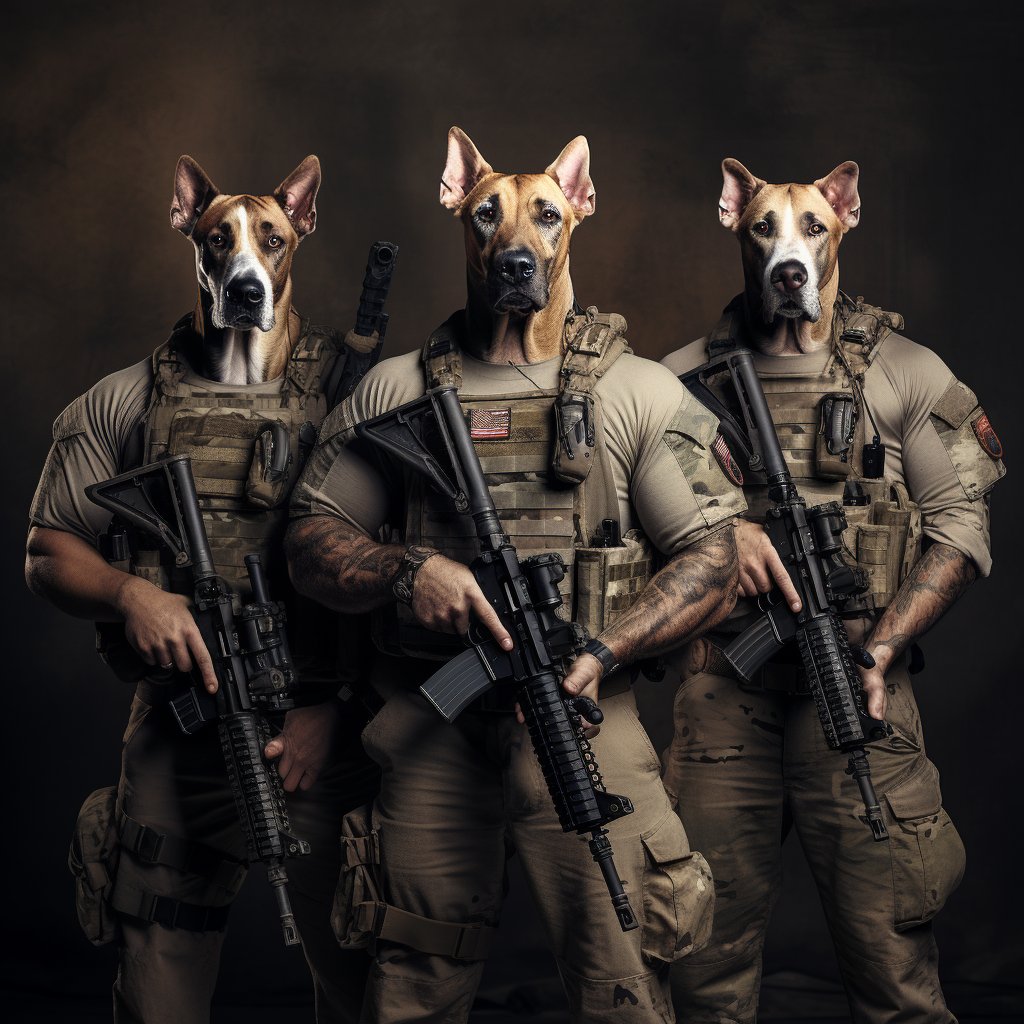 Oil Elegance: Furryroyal's Air Force Trio Immortalized in Pet Portraits