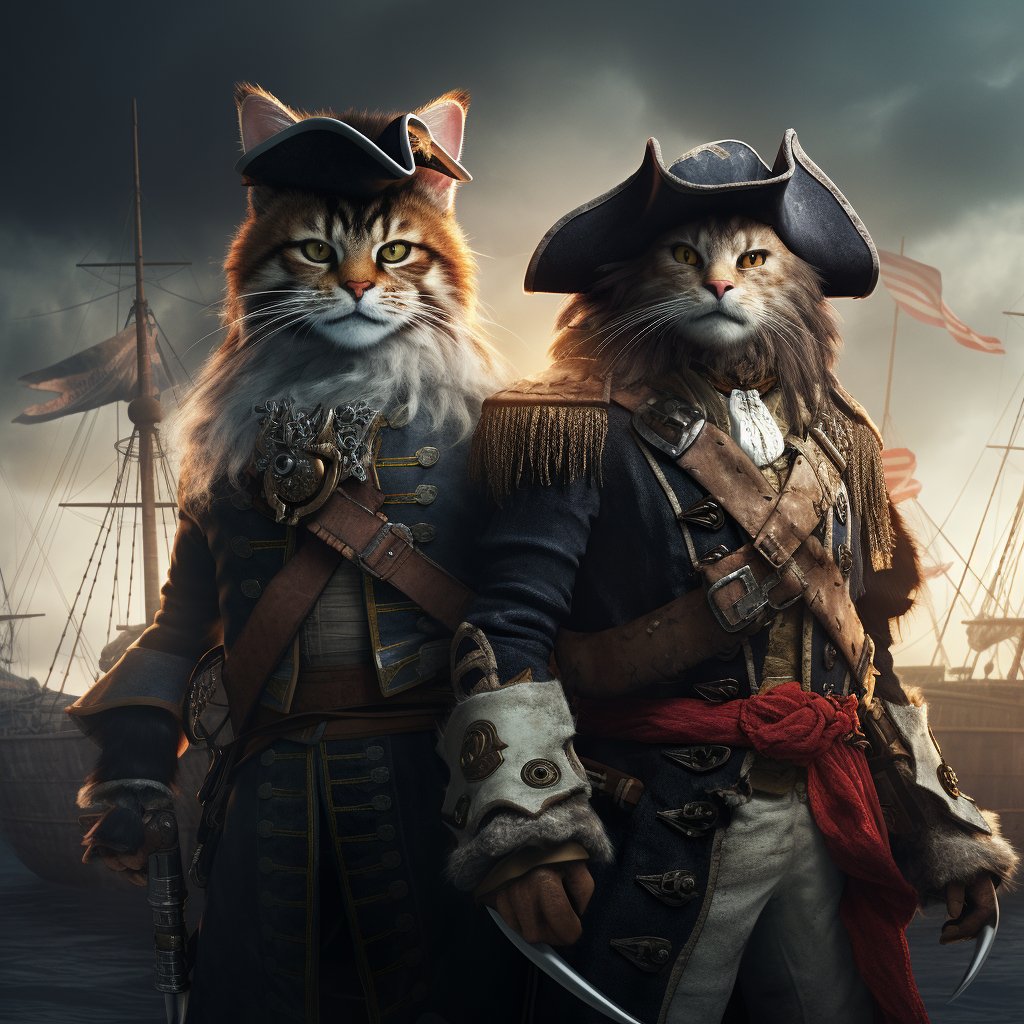 AI Photo to Painting Depicting Furryroyal's Nautical Nobility
