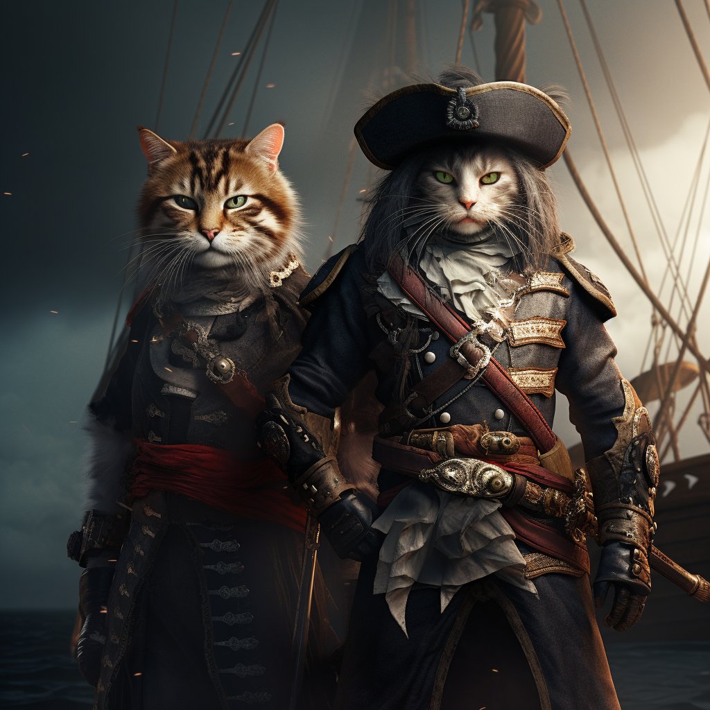 Legendary Maritime Prowess: Furryroyal's Crew in Famous Art Tribute
