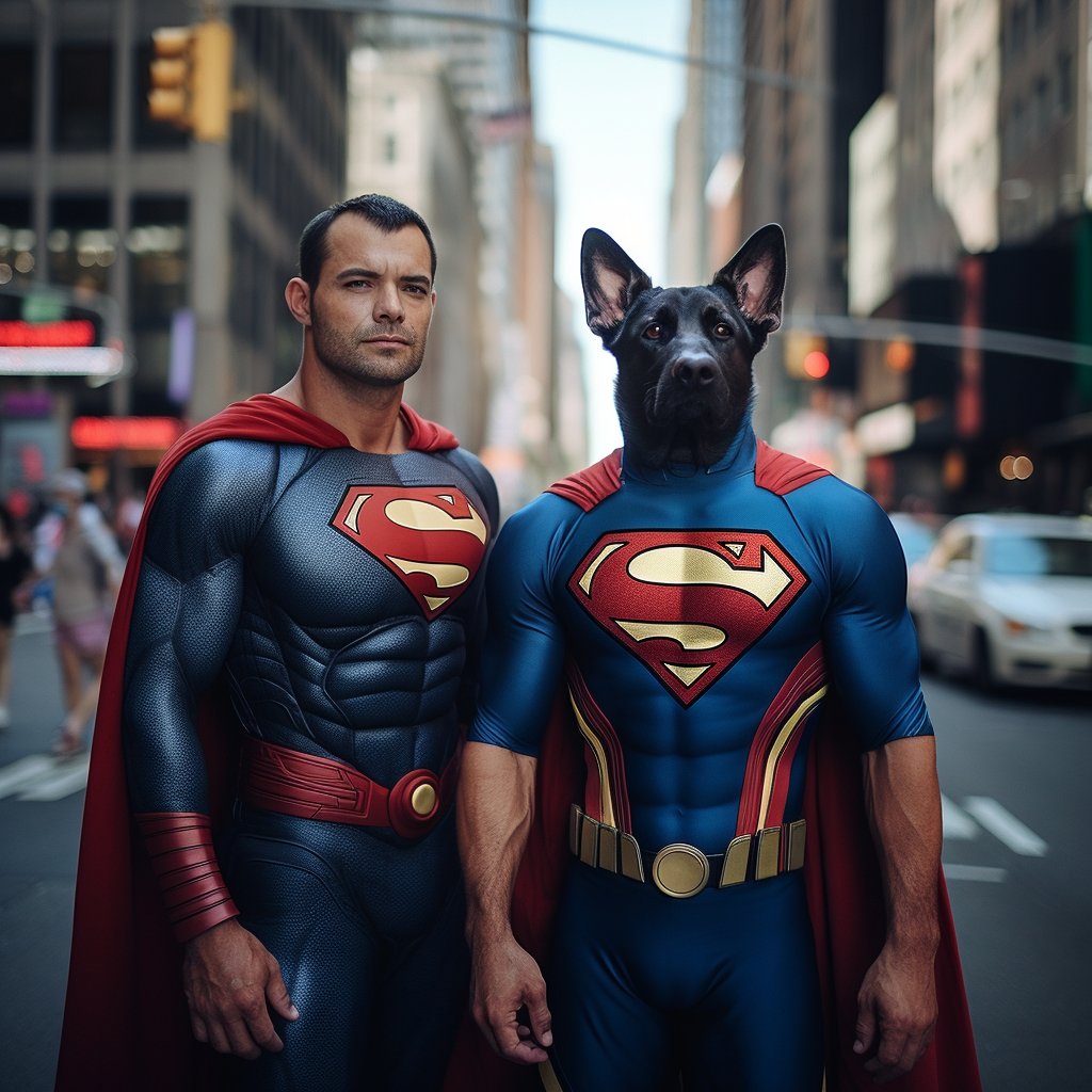 Sketching Heroic Grace: Turning Your Dog's Portrait into a DC Superman Masterpiece