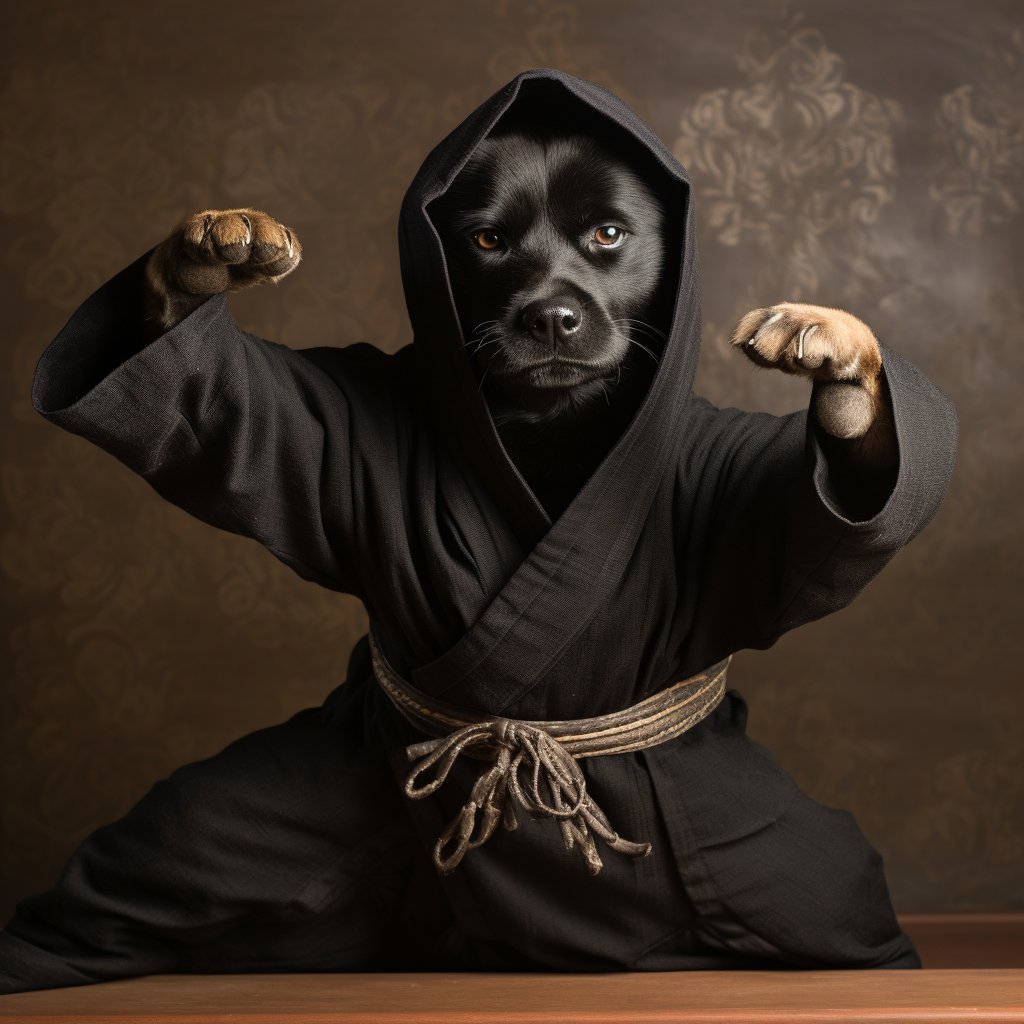 Paw-some Ninja Impressions: Prints the Dog Canvas Portrait